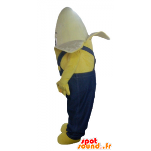 Jätte bananmaskot klädd i blå overaller - Spotsound maskot
