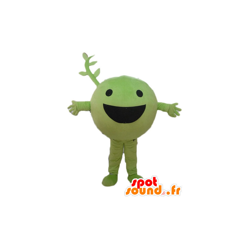 Mascotte de petit pois, de fruit, de légume vert, très souriant - MASFR23847 - Mascottes de fruits et légumes