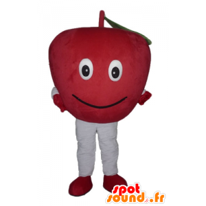 Rød æble maskot, kæmpe og smilende - Spotsound maskot kostume