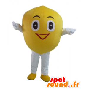 Lemon mascot, giant and smiling - MASFR23850 - Fruit mascot