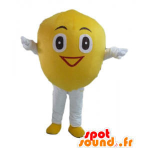 Sitron maskot, gigantiske og smilende - MASFR23850 - frukt Mascot
