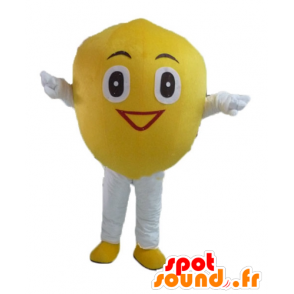 Lemon mascot, giant and smiling - MASFR23850 - Fruit mascot