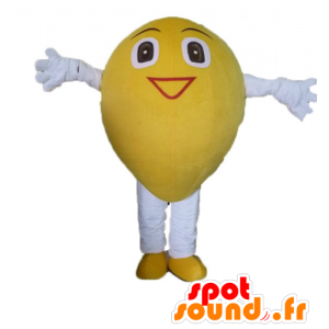Mascotte de citron jaune, géant et souriant - MASFR23851 - Mascotte de fruits