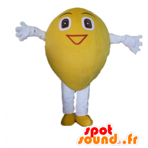 Lemon mascot, giant and smiling - MASFR23851 - Fruit mascot