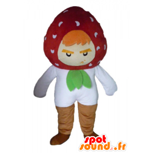 Strawberry mascot, the fierce and funny air - MASFR23854 - Fruit mascot
