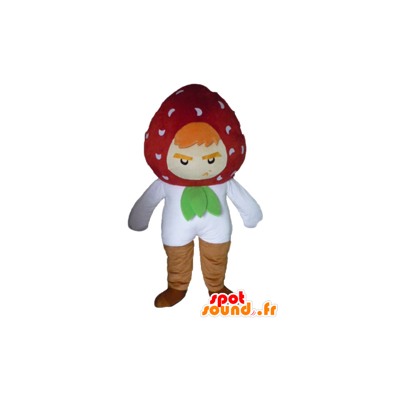 Jordbær maskot, hard og morsom luft - MASFR23854 - frukt Mascot