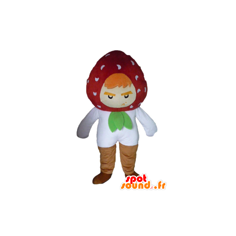 Strawberry mascot, the fierce and funny air - MASFR23854 - Fruit mascot