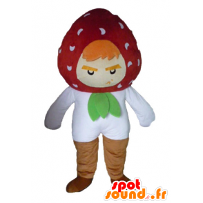 Strawberry mascot, the fierce and funny air - MASFR23854 - Fruit mascot