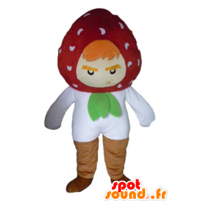 Truskawka maskotka, ostra i zabawna powietrze - MASFR23854 - owoce Mascot