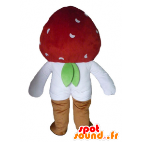 Jordbær maskot, hard og morsom luft - MASFR23854 - frukt Mascot
