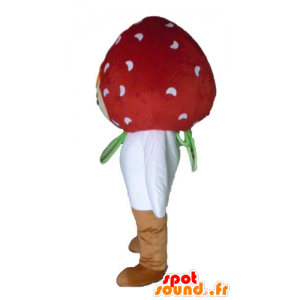 Mascotte de fraise, à l'air farouche et drôle - MASFR23854 - Mascotte de fruits