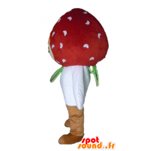 Mascotte de fraise, à l'air farouche et drôle - MASFR23854 - Mascotte de fruits