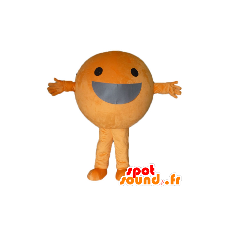 Giant oransje maskot, alle rundt og smiler - MASFR23855 - frukt Mascot