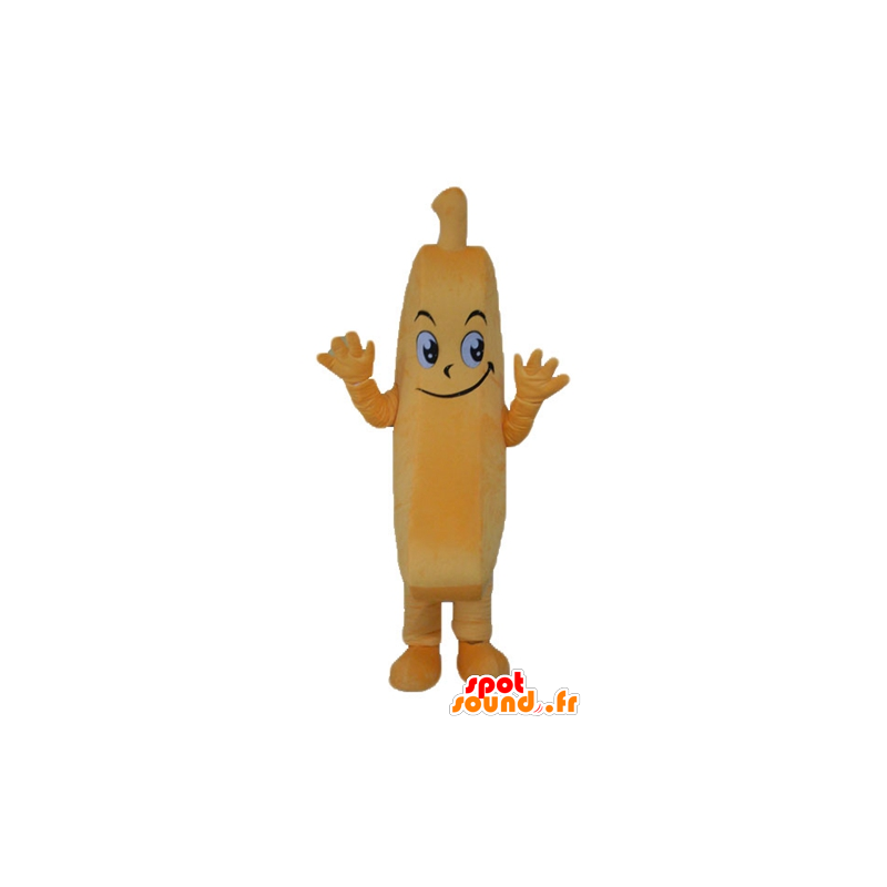 Mascot banana gigante, laranja, com a travessa - MASFR23857 - frutas Mascot