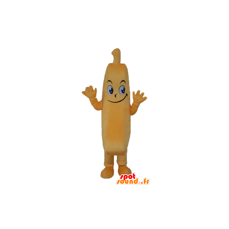 Mascot giant banana, orange, the mischievous - MASFR23857 - Fruit mascot