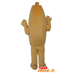 Mascotte de banane géante, orange, à l'air malicieux - MASFR23857 - Mascotte de fruits