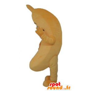 Mascot banana gigante, laranja, com a travessa - MASFR23857 - frutas Mascot