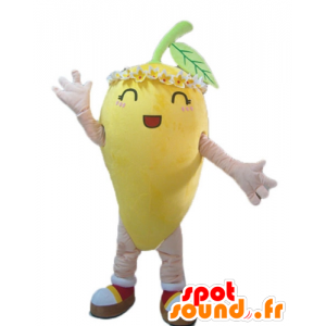 Lemon mascot, with flowers on the head - MASFR23859 - Mascots of plants