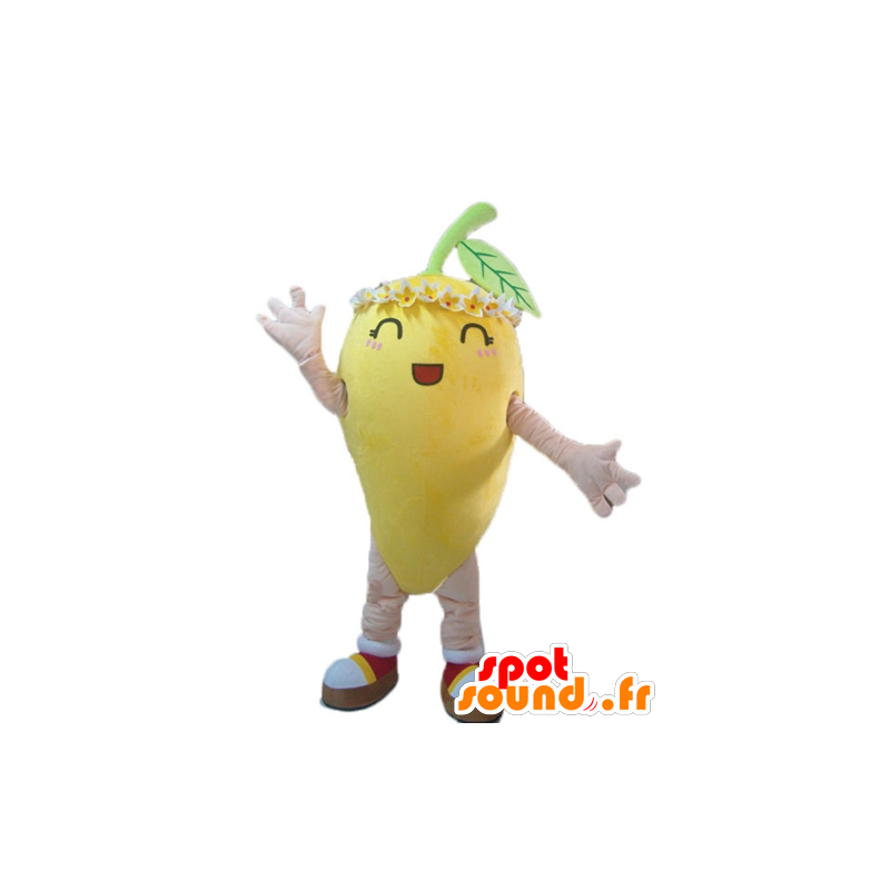 Lemon mascot, with flowers on the head - MASFR23859 - Mascots of plants