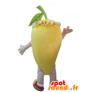 Citroen mascotte, met bloemen op het hoofd - MASFR23859 - mascottes planten