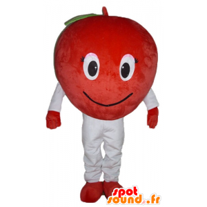 Mascotte de pomme rouge, géante et souriante - MASFR23861 - Mascotte de fruits