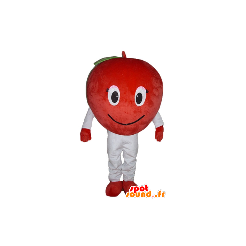 Apple red maskot, gigantiske og smilende - MASFR23861 - frukt Mascot