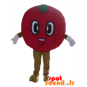 Mascot red apple, round cherry, smiling - MASFR23862 - Fruit mascot