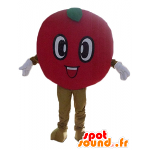 Mascot rødt eple, runde kirsebær, smilende - MASFR23862 - frukt Mascot