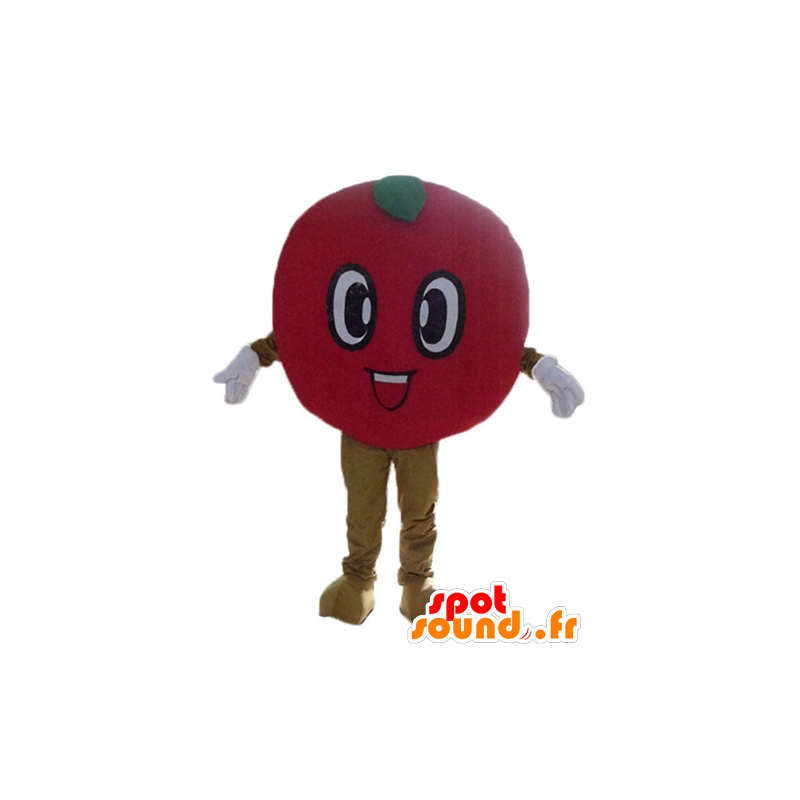 Mascot maçã vermelha, cereja rodada, sorrindo - MASFR23862 - frutas Mascot