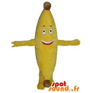 Mascot Giant gele banaan en glimlachen - MASFR23863 - fruit Mascot