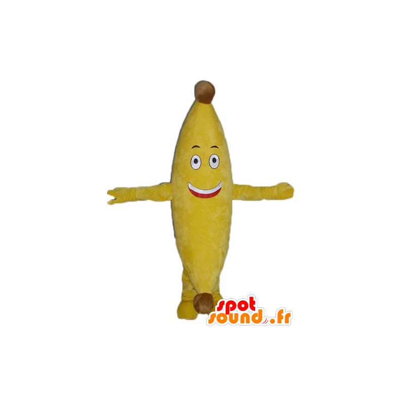 Mascote gigante banana amarela e sorrindo - MASFR23863 - frutas Mascot