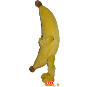 Mascotte de banane jaune géante et souriante - MASFR23863 - Mascotte de fruits