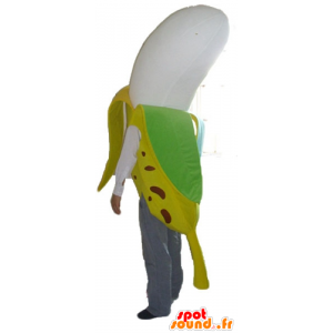 Mascote banana amarela, marrom, verde e branco - MASFR23864 - frutas Mascot