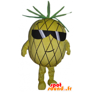 Ananas maskot, gul og grøn, med solbriller - Spotsound maskot