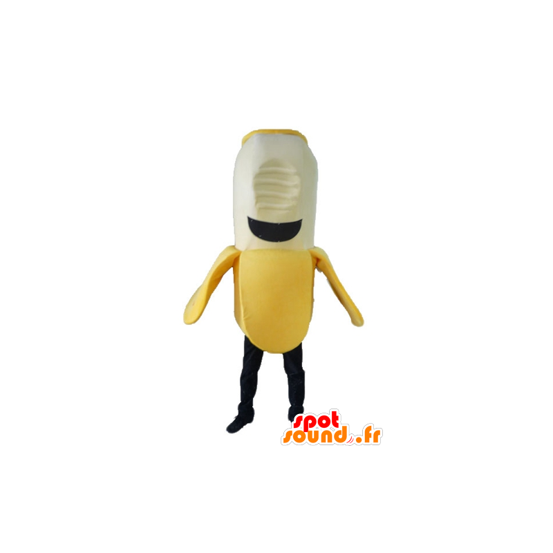 Žlutý banán maskot, bílá a černá - MASFR23866 - fruit Maskot