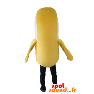 Gele banaan mascotte, wit en zwart - MASFR23866 - fruit Mascot