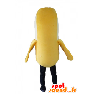 Keltainen banaani maskotti, valkoinen ja musta - MASFR23866 - hedelmä Mascot