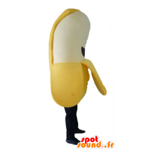Gul, hvid og sort bananmaskot - Spotsound maskot kostume