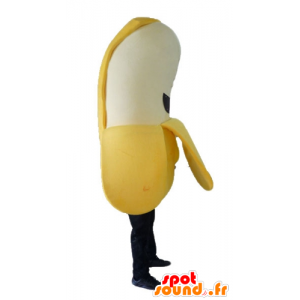 Mascotte de banane jaune, blanche et noire - MASFR23866 - Mascotte de fruits