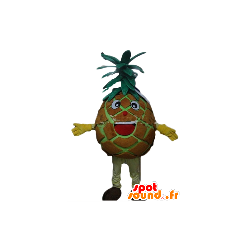 Giant Mascot pineapple, brown and green, cheerful and fun - MASFR23868 - Fruit mascot