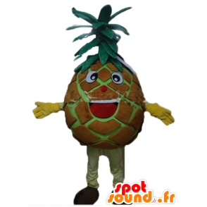 Riesen-Maskottchen Ananas, braun und grün, fröhlich und Spaß - MASFR23868 - Obst-Maskottchen