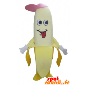 Maskotka olbrzym żółty banan z różowego kapelusza - MASFR23869 - owoce Mascot