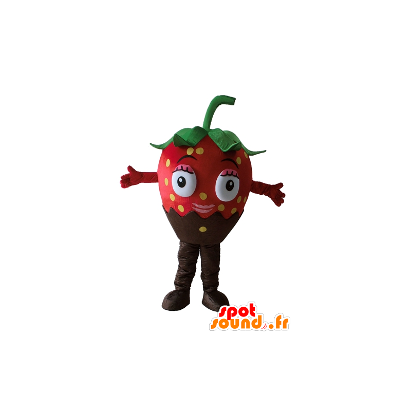 Sjokolade jordbær maskot, vakker og appetittvekkende - MASFR23870 - frukt Mascot