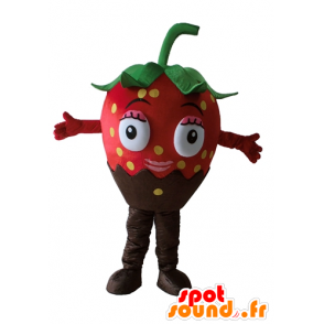 Chocolade aardbei mascotte, mooi en smakelijk - MASFR23870 - fruit Mascot