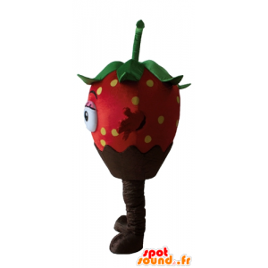 Chocolade aardbei mascotte, mooi en smakelijk - MASFR23870 - fruit Mascot