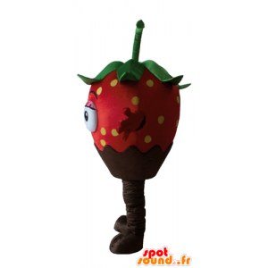 Sjokolade jordbær maskot, vakker og appetittvekkende - MASFR23870 - frukt Mascot
