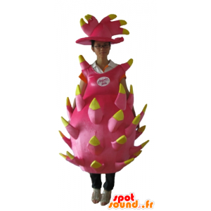 Fruit mascotte roze en gele draak, reuze - MASFR23872 - Mascottes van groenten en fruit