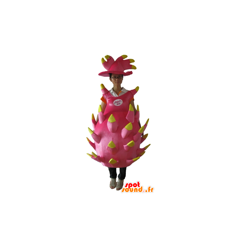 Frutas mascote rosa e dragão amarelo, gigante - MASFR23872 - Mascotes de frutas e legumes