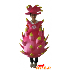 Frutas mascote rosa e dragão amarelo, gigante - MASFR23872 - Mascotes de frutas e legumes