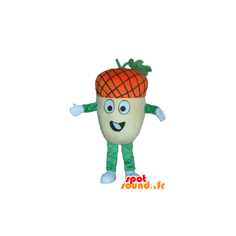 Giant acorn mascot, yellow, green and orange, very funny - MASFR23874 - Mascots of plants